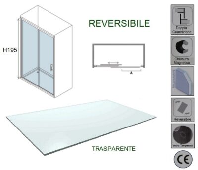 Box doccia rettangolare 70 x 163 - 164 - 165 - 166 - 167 cm un lato fisso con parete scorrevole - immagine 10