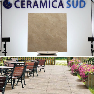 Pavimento da esterno in gres porcellanato effetto pietra dolomia almond 120 x 120 cm. - immagine 2