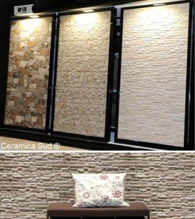 Rivestimento decorativo chiaro pareti 3D Effetto pietra naturale Ceramico ANTIMACCHIA 10 x 50 x 1,2