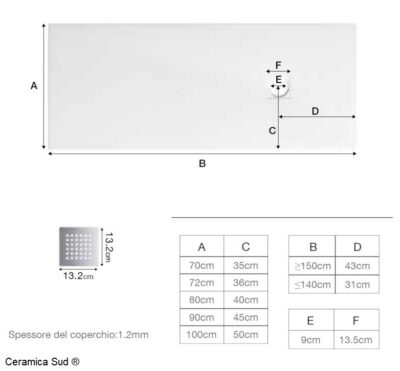 Piatto doccia effetto pietra basso extraslim 100 x 90 H2,5 taglio personalizzato con piletta acciaio - immagine 14