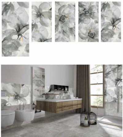 Piastrelle decorative bagno floreali foglie e fiori Universal Bloom rettificato 60 x 120 cm. - immagine 15